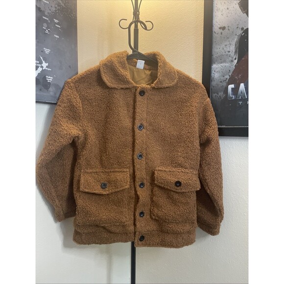 Shein Boys 9y Teddy-Lined Brown Lightweight  Collared Jacket - Picture 1 of 6